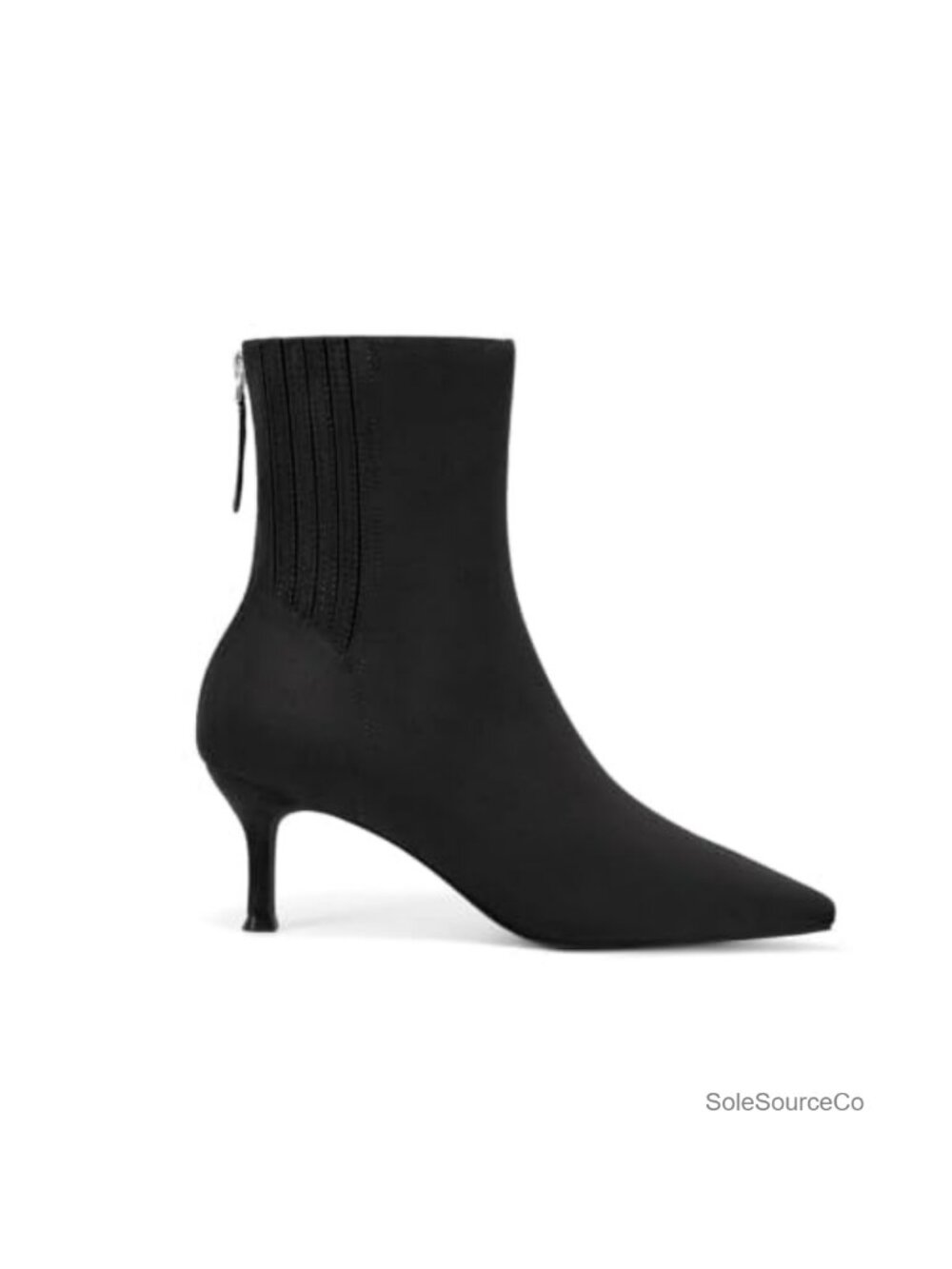 Coutgo Womens Faux Suede Ankle Boots Kitten Heel Pointed Toe Back Zipper Booties